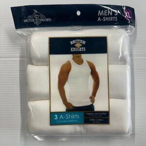 British Knights Mens A-Shirts 100% Cotton White Size XL